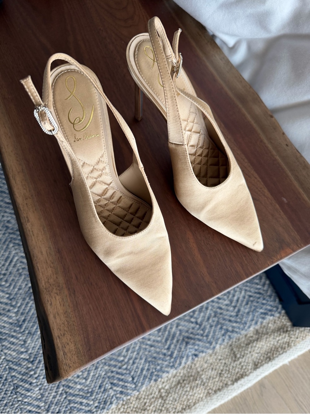 Sam Edelman Nude/Beige Pointed-Toe Slingback Heels us 8
